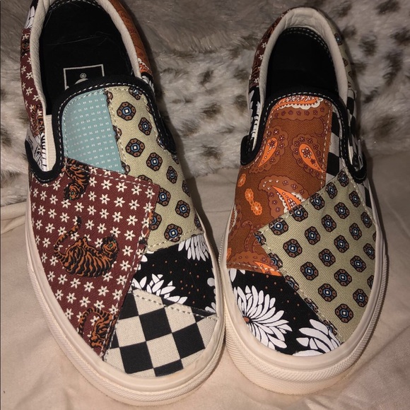 Patchwork Slip On Vans - Picture 1 of 3